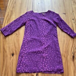 Purple Sheath Dress with Long Sleeves and Crew Neck